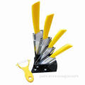 5-piece Ceramic Knife Set with Acrylic Stand, ABS + TPR Handle